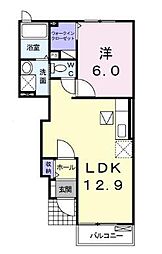 レユスィートY2 1LDKの間取図画像