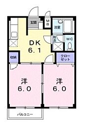 エルディムチェリー 2DKの間取図画像