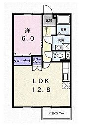 スカイハイツ川井 1LDKの間取図画像