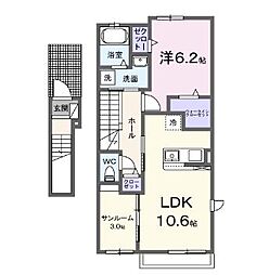 ニューライズ真時III 1LDKの間取図画像