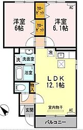 ゆがふテラス1 2LDKの間取図画像