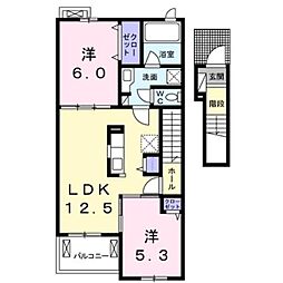 フレスクーラD 2LDKの間取図画像