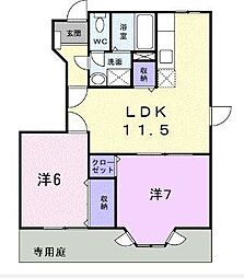 アルペジオ南B 2LDKの間取図画像