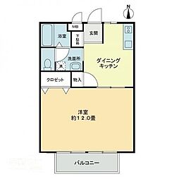 フォブールK&K 1DKの間取図画像