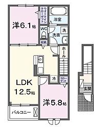 ブリーサ六郷 2LDKの間取図画像