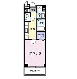 エスティガーデン 1Kの間取図画像