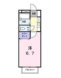 カーサ木太 1Kの間取図画像