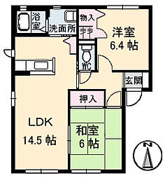 グリーンコートC 2LDKの間取図画像