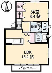 オレンジテラスB 1LDKの間取図画像