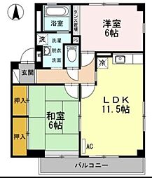 レインボーガーデンC 2LDKの間取図画像