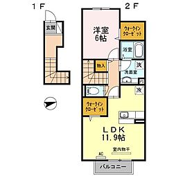 ワイズハウス六条 1LDKの間取図画像