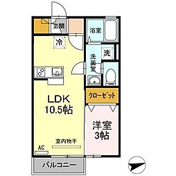 ベルタ松縄 1LDKの間取図画像