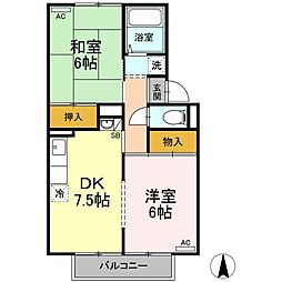 ラフィーネE 2DKの間取図画像