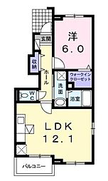 ヴィラエンゼル2 1LDKの間取図画像