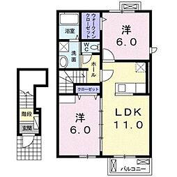 メゾンカルム2 2LDKの間取図画像