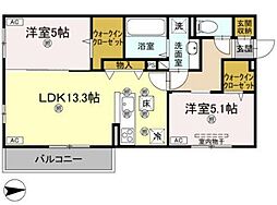 コンフォリア木太 2LDKの間取図画像