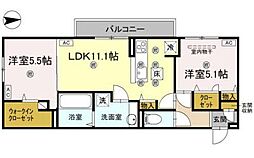 コンフォリア木太 2LDKの間取図画像