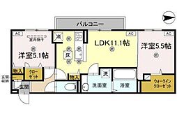 コンフォリア木太 2LDKの間取図画像