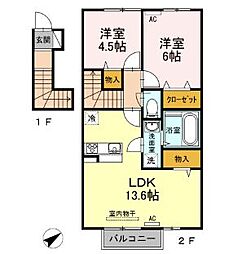 フェリース 2LDKの間取図画像