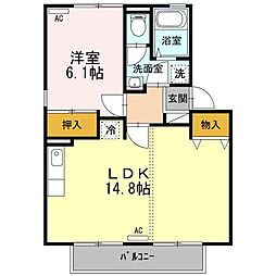 サニーハイムB 1LDKの間取図画像