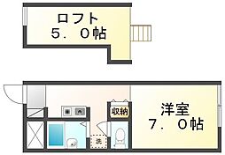 レオパレスミズタ 1Kの間取図画像