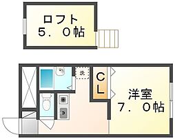レオパレスクラウド 1Kの間取図画像