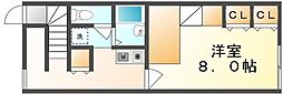レオパレスダンダンめぐみ 1Kの間取図画像