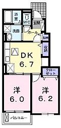 レ・セーナ 2DKの間取図画像