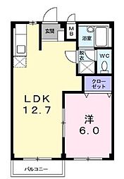 エルディム武下 1LDKの間取図画像