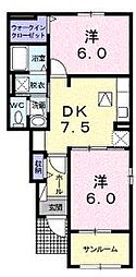 メゾンイケダA 2DKの間取図画像