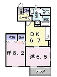 バウムB 2DKの間取図画像