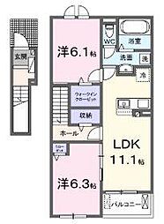綾歌郡宇多津町岩屋アパート 2LDKの間取図画像