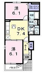 ヴィラ・コスモ 2DKの間取図画像