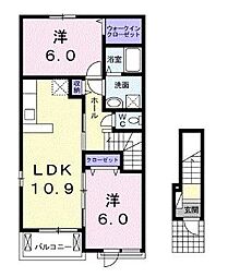 バニラホワイト 2LDKの間取図画像