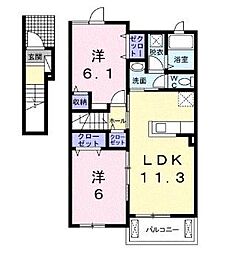ルミエール2 2LDKの間取図画像
