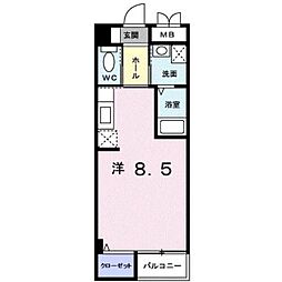 メゾングランディール 1Kの間取図画像