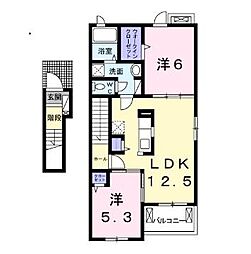 オルテンシア1 2LDKの間取図画像