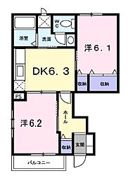 ファイン・パラッツオB 2DKの間取図画像