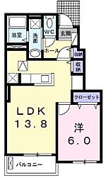 クラール元山H 1LDKの間取図画像
