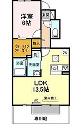 クレセール三谷 1LDKの間取図画像