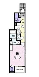 ラ・フォーレ10B 1Kの間取図画像