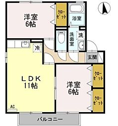 サン・スクエアB 2LDKの間取図画像