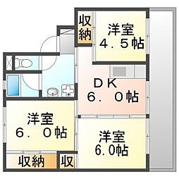 ビレッジハウス野間田1 3DKの間取図画像
