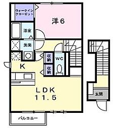ソルト・アヴェニューB 1LDKの間取図画像