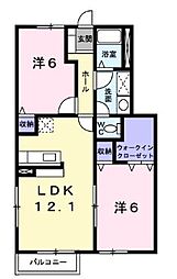 ヌーベル・シャトウC 2LDKの間取図画像