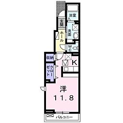 フィオーレリンA 1Kの間取図画像
