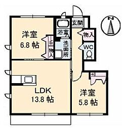 コンフォール2B 2LDKの間取図画像
