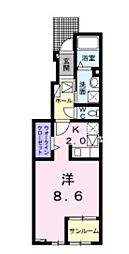 ル・クール2 1Kの間取図画像