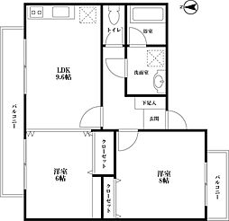 さくらハウス 2LDKの間取図画像