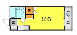 名神ハイツ ワンルームの間取図画像
